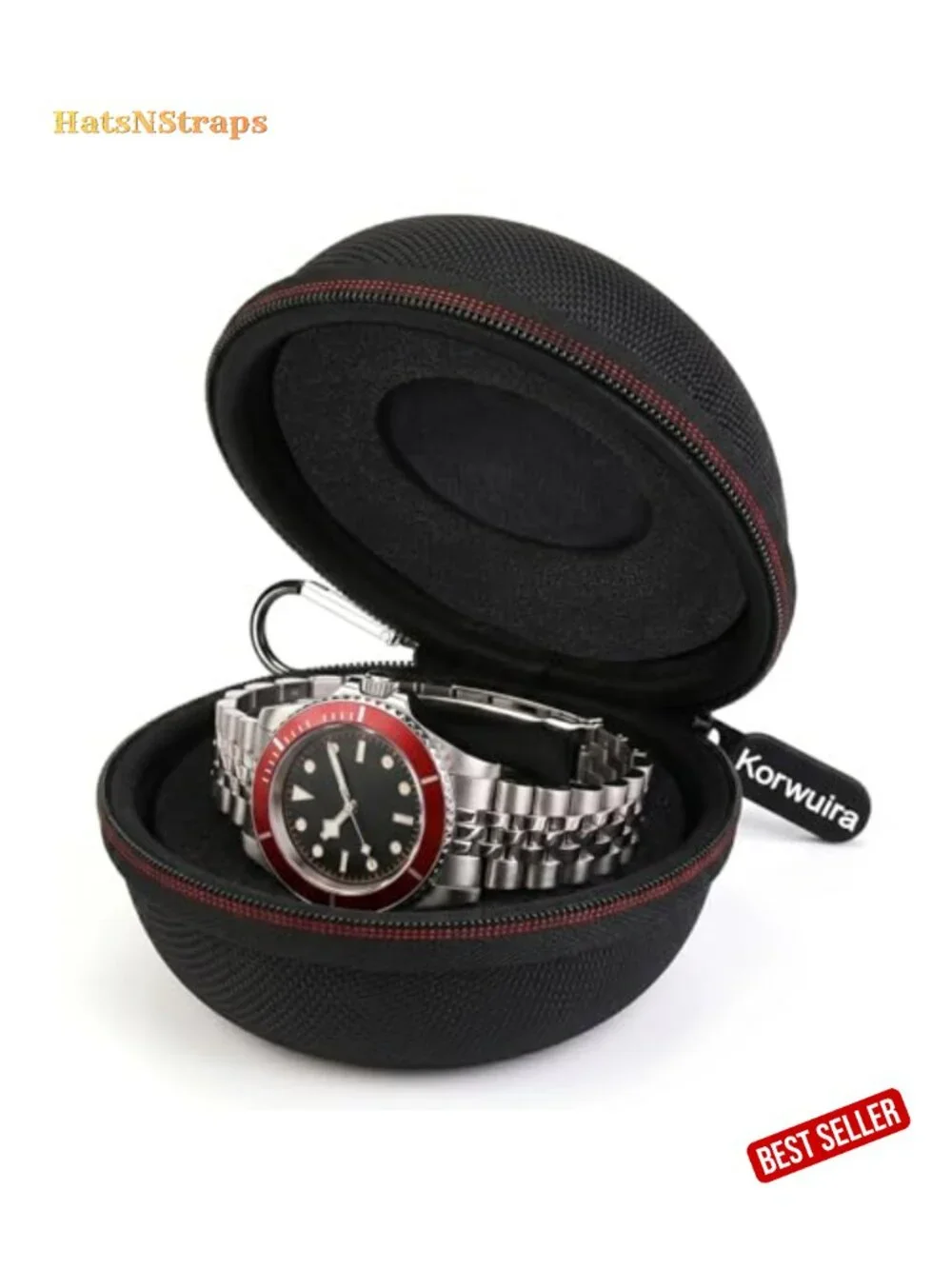 Travel Watch Case Fits 35-52mm Watches Nylon Shell Velvet Lining Foam Insert